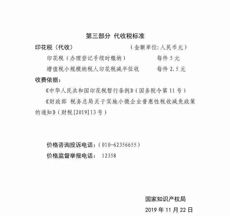 國知局：最新專利申請收費及商標注冊收費標準 