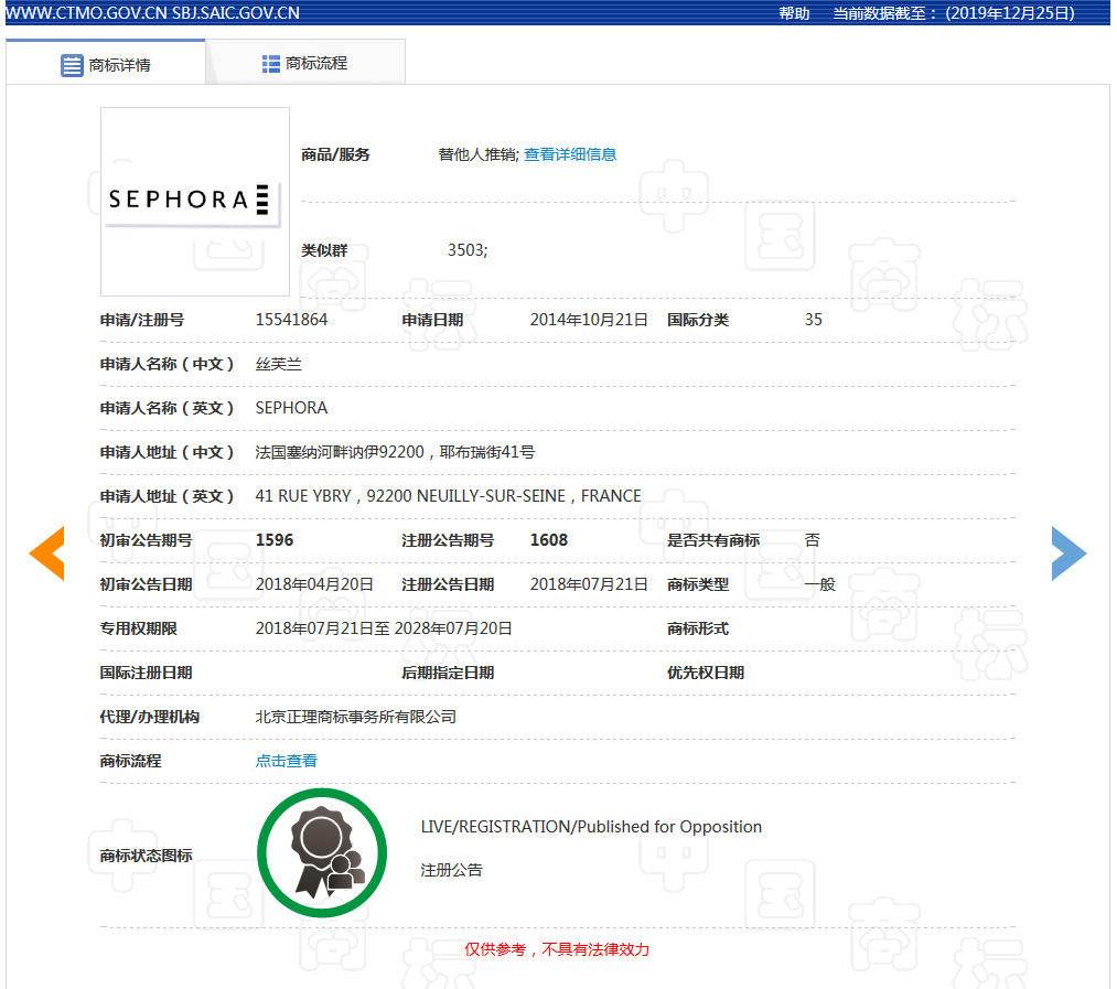 美妝巨頭絲芙蘭被東莞某公司搶注商標(biāo)了？