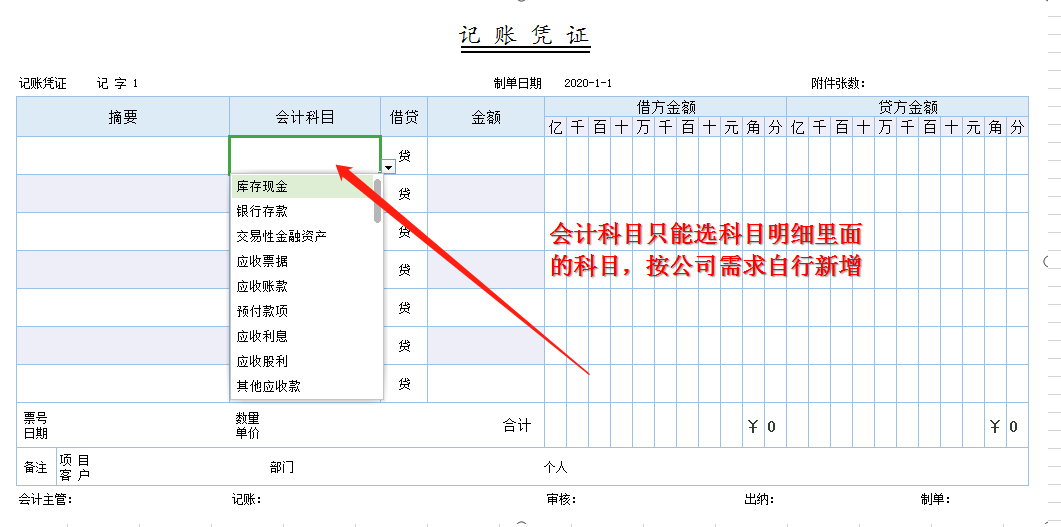 記賬憑證填寫樣本(通用記賬憑證模板)