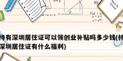 持有深圳居住證可以領(lǐng)創(chuàng)業(yè)補(bǔ)貼嗎多少錢(持深圳居住證有什么福利)