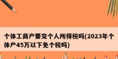 個(gè)體工商戶要交個(gè)人所得稅嗎(2023年個(gè)體戶45萬(wàn)以下免個(gè)稅嗎)