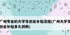 廣州專業(yè)的大學(xué)生創(chuàng)業(yè)補(bǔ)貼流程(廣州大學(xué)生創(chuàng)業(yè)補(bǔ)貼多久到賬)