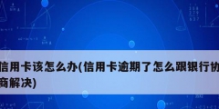 信用卡該怎么辦(信用卡逾期了怎么跟銀行協(xié)商解決)