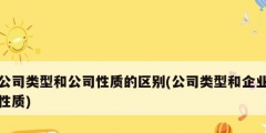 公司類型和公司性質的區(qū)別(公司類型和企業(yè)性質)